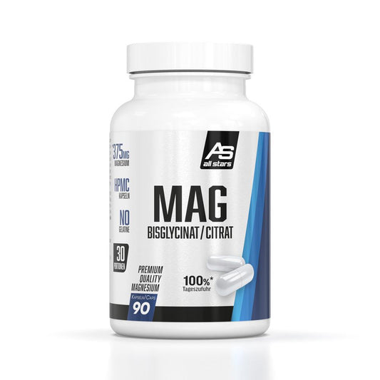 All Stars - Mag Magnesium Bisglycinat Citrat 90 Kapseln Dose